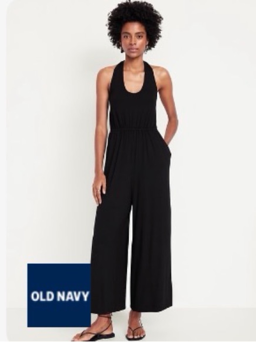 Old Navy Black Halter Maxi Dress with Tie Back